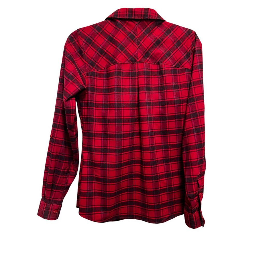 Columbia Plaid Long Sleeve Button Up Red & Black and Flannel‎ Shirt Size Small - Picture 2 of 6